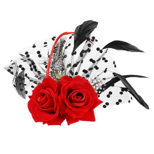 Gogogmee Rote Rosen Haarschmuck Braut Haarspange mit Spitze Blumendekor Hochzeit Festliche Haarnadel für Damen und Besondere Anlässe von Gogogmee