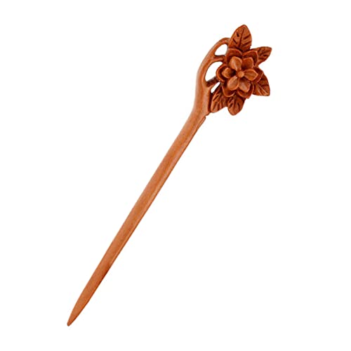 Gogogmee Holz Haarnadel Mit Blumenmotiv Retro Stil Schlichte Haarstäbchen Hanfu Haarnadel Haaraccessoires Für Frauen Mädchen von Gogogmee