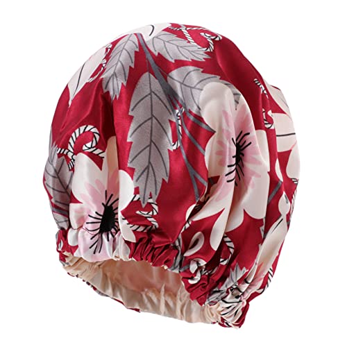 Gogogmee 1stück Double-layer Satin Schlafhaube Für Frauen Atmungsaktive Und Verstellbare Haarkappe Für Haarpflege Und Schutz Für Nächte Und Entspannung Burgunderblumen von Gogogmee
