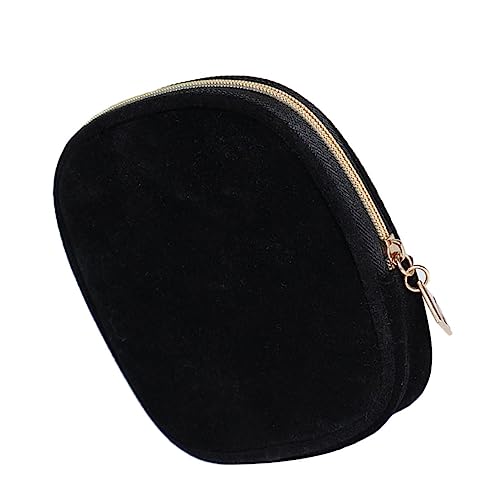 Gogogmee Schwarze Mini Geldbörse Damen mit Reißverschluss Samt Schlüsselanhänger Kompakte Schminktasche Stilvolle Münzbörse und Praktische Aufbewahrungstasche Tragbar für Alltag und von Gogogmee