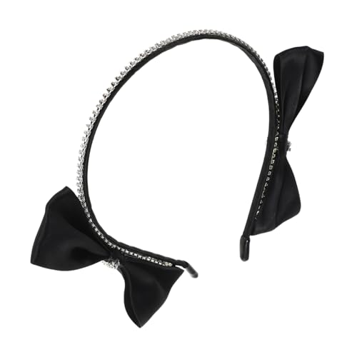 Gogogmee Schwarzes Stirnband Mit Schleife Für Damen Verziert Mit Strass Modisches Haar-accessoire Rutschfeste Design Für Verschiedene Anlässe von Gogogmee