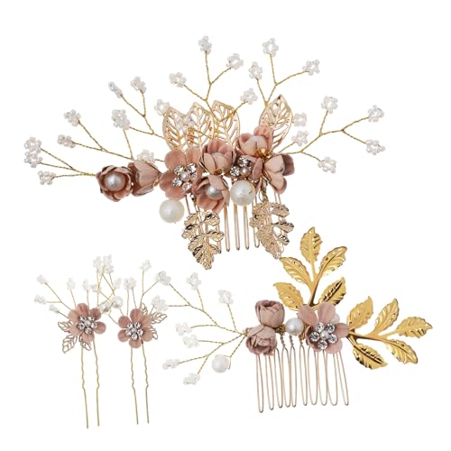 Gogogmee Seitliche Haarkämme Mit Blumen Und Strasssteinen Robuste Haarnadeln Aus Legierung Dekorative Brautschmuck Für Frauen Hochzeit Und Besondere Anlässe Haarnadeln Zum Zurückhalten von Gogogmee