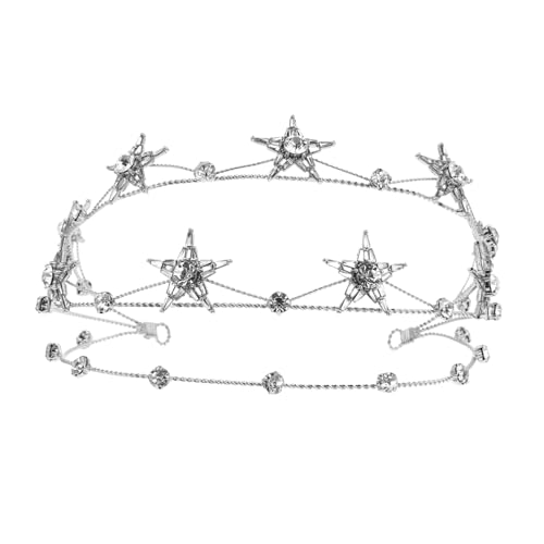 Gogogmee Silberne Tiara mit Sternen Design Leichter Legierungs Haarschmuck für Braut Hochzeit Party Geburtstag und Festliche Anlässe Headpiece für Brautjungfern und Feiergäste von Gogogmee