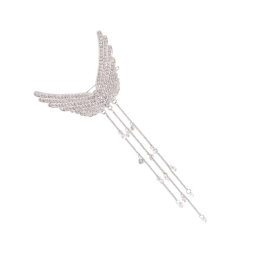 Gogogmee Silberner Tassel Haarschmuck mit Engelsflügel design Modischer Haarklammer für Damen Universeller Haarschmuck zur Fixierung Lockerer Haare Eleganter Haarclip für Alltag und von Gogogmee
