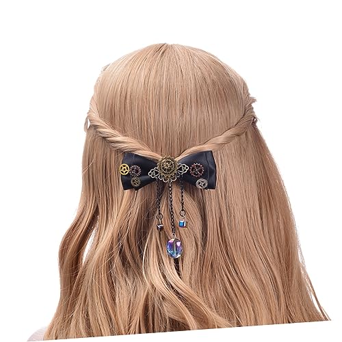 Gogogmee Haarspange Mit Schleife Und Entenschnabel-clip Zarte Stoff-bowknot-zahnrad-kopfschmuck Für Damen in Schwarz Für Partys Und Alltag von Gogogmee