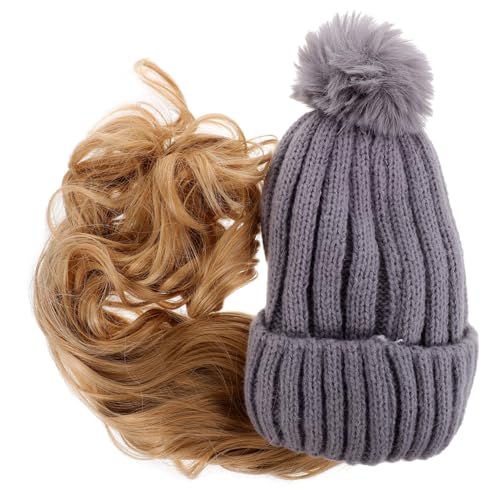 Gogogmee Strickmütze Perücke Haarverlängerungsmütze Perückenmütze Beanie Mütze Mit Haaren Mütze Mit Befestigten Haaren Mädchen Lockenperücke Mädchen Perückenkappe Für Langes Haar von Gogogmee