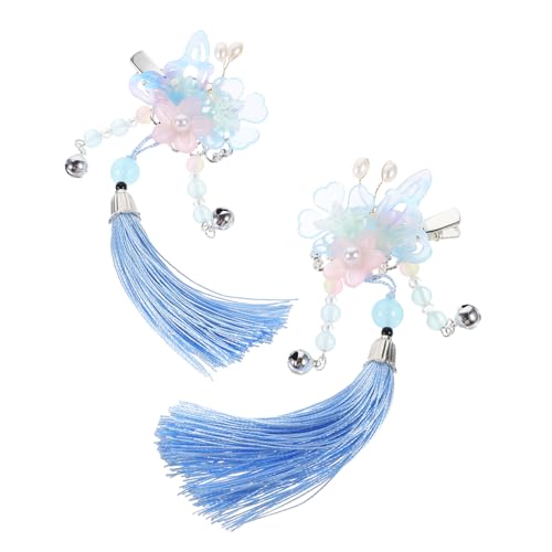 Gogogmee Teen Mädchen Haarklammern mit Schmetterling Blumen und Quasten Chinesischer Antiker Stil Haarschmuck aus Legierung für Hanfu und Festliche Anlässe Blau von Gogogmee