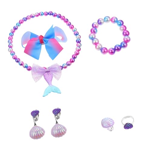 Gogogmee Teiliges Meerjungfrau Schmuckset für Mädchen Inkl Verstellbarem Ring Ohrclips Halskette Armband und Haarschmuck Bequem und Vielseitig für Partys und Alltag Geeignet von Gogogmee