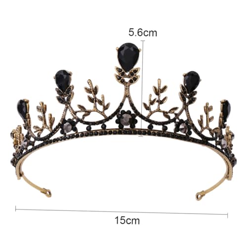 Gogogmee Vintage Brautkrone Barock Tiara Hochzeit Haarschmuck mit Strasssteinen Schwarze und Goldene Krone für Braut Geburtstagsgeschenk von Gogogmee