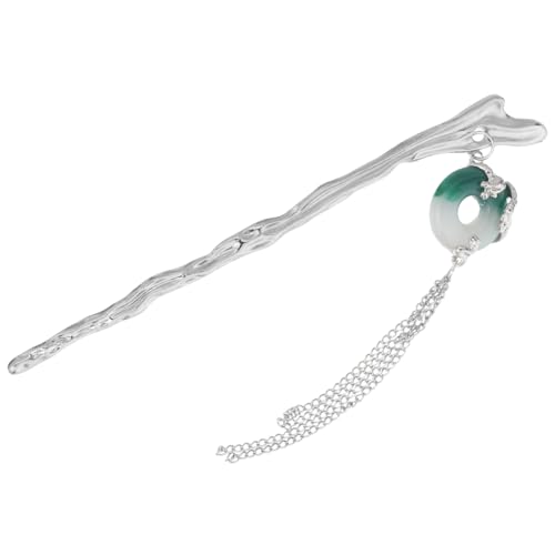Gogogmee Vintage Chinesischer Haarstab mit Grünem Farbverlauf Langlebiger Peace Buckle Handgefertigter Drachenanhänger Langer Tassel Haarschmuck für Frauen Hanfu-accessoire von Gogogmee