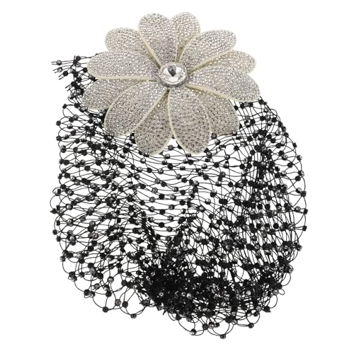 Gogogmee Stilvolle Damen Haube Mit Strass-blumen-kopfschmuck Vintage-netzhaarkappe Formeller Blumenhaarschmuck Für Hochzeiten Und Partys Bequem Und Langlebig von Gogogmee