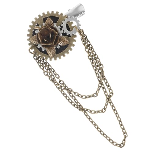 Gogogmee Vintage Steampunk Haarclip und Brosche mit Design Handgefertigter Punk Haarklammer und Ketten Accessoire Vielseitig als Haarnadel oder Anstecknadel für Damen Einzigartiges Gothic von Gogogmee