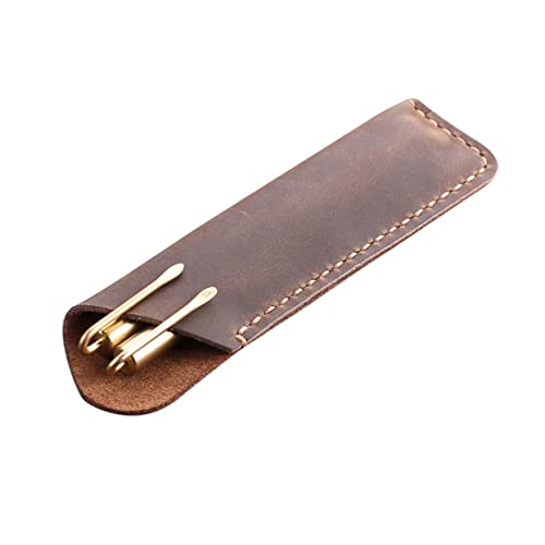 Gogogmee Vintage Stiftetui Handgefertigte Stifthülle Echtem Rindsleder Braun Für Büro Schule Und Zuhause Aufbewahrungstasche Für Schreibinstrumente von Gogogmee