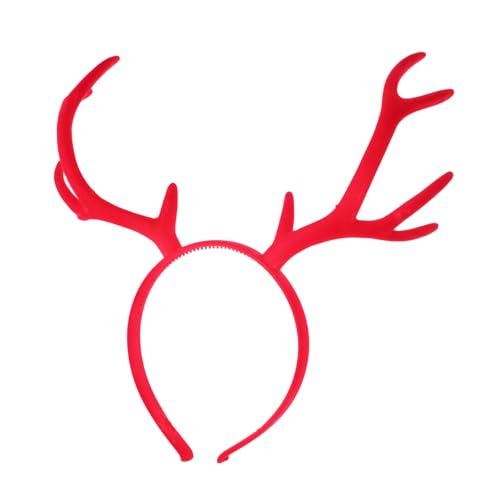 Gogogmee Weihnachtliches Geweih Haarband Damen PVC Kopfband Vielseitig Bequem für Party Bühnenauftritt Rot Großer Hirschhörner Haarschmuck Festliche Kopfbedeckung von Gogogmee