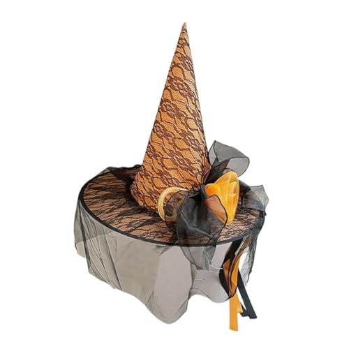 Gogogmee Zaubererhut Für Erwachsene Hexenhut Mit Blumendekor Große Krempe Passend Für Halloween-partys Cosplay-kostümzubehör Praktisch Und Vielseitig Einsetzbar von Gogogmee