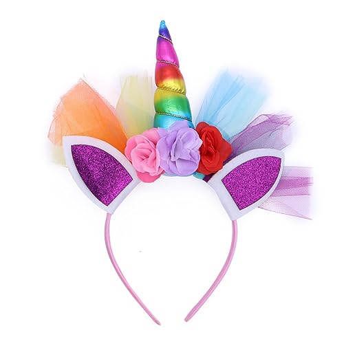 Gogogmee Kinder Stirnband Horn Tierohren und Rosen Grenadine Kopfschmuck Kopfbedeckung Party Wear von Gogogmee