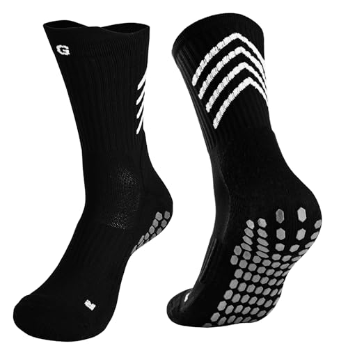 Anti-Rutsch Fußball socke Herren Damen Grip socke Rutschfeste Fussball Sportsocken Rugby Basketball Schwarz L 1P von Gogogoal