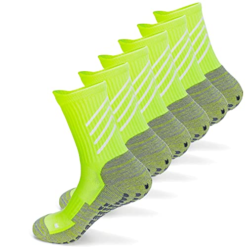 Gogogoal Anti-Rutsch Athletic Socke Herren Damen Grip Fußball Socke Krankenhaus Non skip Slipper Socke Basketball Yoga Gym Fitness Wandern Grün L 3P von Gogogoal