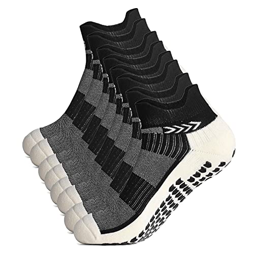 Gogogoal Anti-Rutsch Fußball Sport Socke Herren Damen Kompression Knöchelsocken Grip Basketball Sportsocken Yoga Wandern Schwarz M 4P von Gogogoal