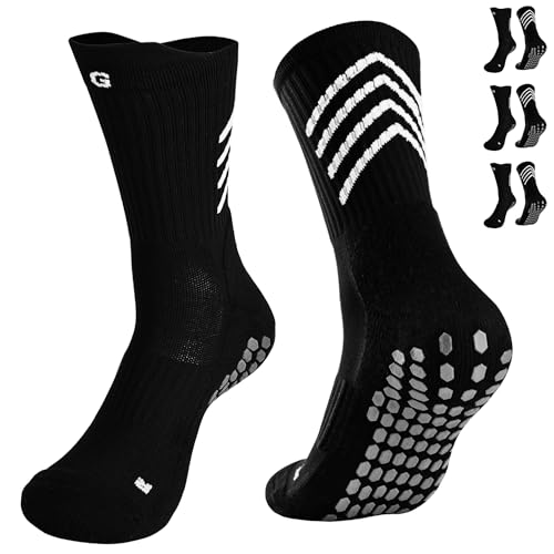 Gogogoal Anti-Rutsch Fußballsocken Herren Damen rutschfeste Fußball Sportsocken Rugby Socken Boxen Schwarz M 3P von Gogogoal