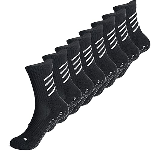 Gogogoal Anti-Rutsch Sport Socke für Kinder Jugend Junge Mädchen Kleinkind Baby Anti-Rutsch Hausschuh Socke Trainingssocke für Fußball Basketball Tennis Schwarz M 4P von Gogogoal