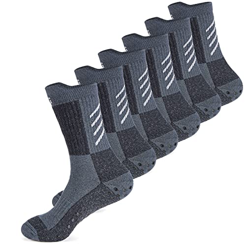 Gogogoal Dicke Frottee Wander Socke für Herren Damen Wolle Thermo Hausschuhsocke rutschfeste Sportsocke zum Skifahren Gehen Laufen Navy M 3P von Gogogoal