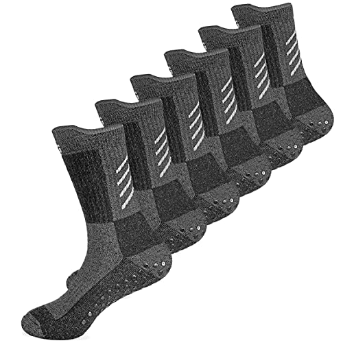 Gogogoal Dicke Rutschfeste Sportsocken Herren Damen Woll Thermo Frottee Hausschuhsocke Wandersocke Gehen Wandern Skifahren Draussen Schwarz L 3P von Gogogoal