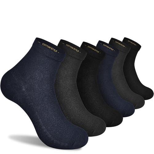 Gogogoal Baumwoll Crew-Socken Herren Damen Jungen atmungsaktiv Anti-Geruch Business dünne Socke Freizeit Laufen Kleid Socken 36–44 Schwarz Grau Blau 6 Paar M von Gogogoal