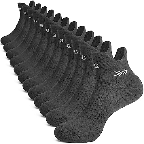 Gogogoal gepolsterte Sneaker Knöchel Socken Herren Damen kompression dicke Baumwolle Sportsocken atmungsaktiv Jugendliche Laufen Tennis Schwarz M 6P von Gogogoal