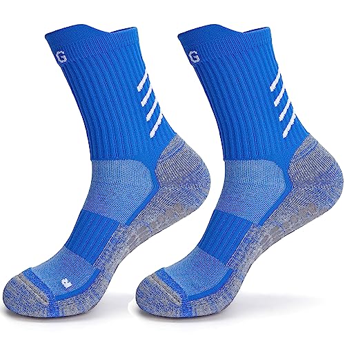 Gogogoal Rutschfeste Fußballsocke Herren Damen rutschfest Rugby-Socke rutschfest socken für Fußball Yoga Fitnessstudio Boxen Handball Grau-Blau2 M 1P von Gogogoal