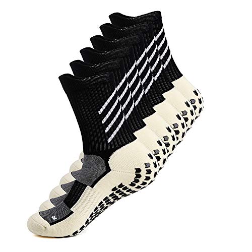 Gogogoal Rutschfeste Sportsocken herren damen Dicke Antirutsch-Athletiksocke für fußball Basketball Handball Trekking Joggen Radfahren Grip Socke Schwarz M 3P von Gogogoal