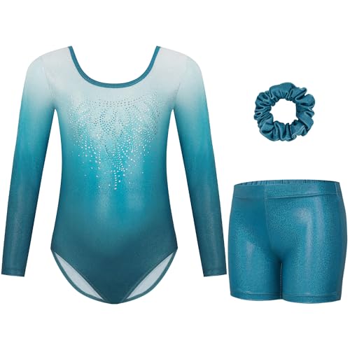 Gogokids Mädchen Dreiteilige Gymnastikanzüge, Langärmliges Gymnastik Set mit Shorts und Haarband, Glitzernde Balletteinheitstrikots - Gymnastik Outfit mit Farbverlaufdesign für 11-12 Jahre Gogokids Mädchen Dreiteilige Gymnastikanzüge, Langärmliges Gymnastik Set mit Shorts und Haarband, Glitzernde Balletteinheitstrikots - Gymnastik Outfit mit Farbverlaufdesign für 11-12 Jahre von Gogokids