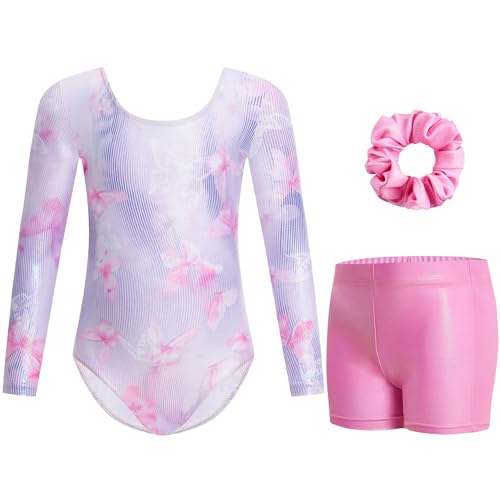 Gogokids Mädchen Dreiteilige Gymnastikanzüge, Langärmliges Gymnastik Set mit Shorts und Haarband, Glitzernde Balletteinheitstrikots - Gymnastik Outfit mit Farbverlaufdesign für 6-7 Jahre Gogokids Mädchen Dreiteilige Gymnastikanzüge, Langärmliges Gymnastik Set mit Shorts und Haarband, Glitzernde Balletteinheitstrikots - Gymnastik Outfit mit Farbverlaufdesign für 6-7 Jahre von Gogokids
