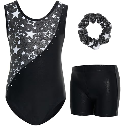 Gogokids Mädchen Dreiteiliges Gymnastikset mit Shorts, Kinder ärmelloser Gymnastikanzug mit Schmucksteinen, Funkelndes Mädchen Gymnastikoutfit, Sportliche Tanzbekleidung für Kinder im 11-12 Jahre von Gogokids