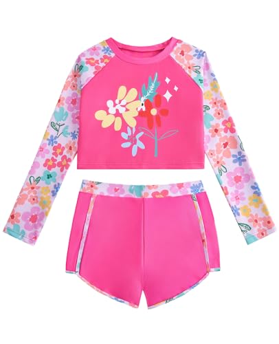 Gogokids Mädchen Zweiteiliger Badeanzug, Kinder Bademode Langarm Schwimmanzug mit UV-Sonnenschutz von Gogokids