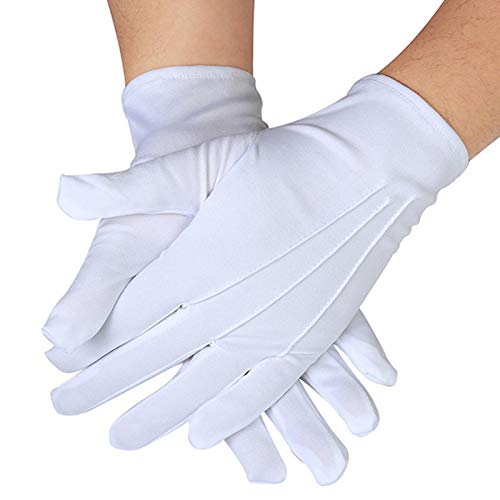 Gohemsun Parade Handschuhe Etiquette-Handschuhe für Frauen und Herren Weiße Baumwolle formelle Gloves Dress Glove for Formal Tuxedo Guard Parade Costume von Gohemsun