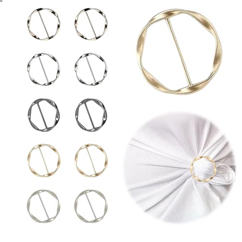 Goiern 10 Stück T Shirt Clip Schal Ring Clip Krawattenklammern Gürtelschnallen Damen Schnalle Seidenschal Ring für Lose T Shirt Kleidung Schal Schnalle von Goiern