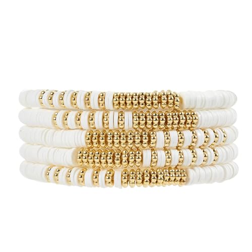 Goiern 5er Set Boho Armbänder Damen Mehrschichtiges Armband mit Kristalle Stapelbare Acryl Armband Bohemian Sommer Strand Schmuck von Goiern