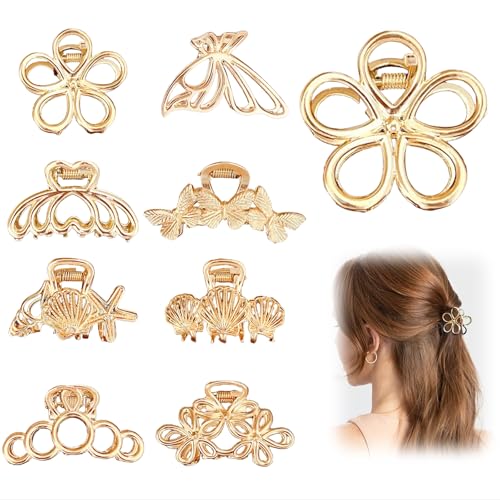 Goiern 8 Stück Kleine Gold Haarklammern Mini Haarklemmern für Frauen Metall Haaraccessoires Mini Haarspangen für Dickes und Dünnes Haar von Goiern