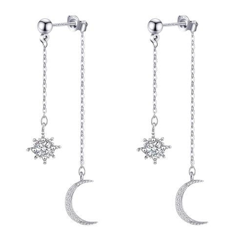 Goiern 925 Sterling Stern und Mond Hänger Ohrringe - Dangle Hoop Drop Cute Set für Frauen von Goiern