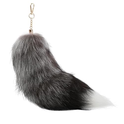Goiern Fuchsschwanz Anhänger etwa 40CM Fell Schwanz Keychain Extra Groß Schlüsselring Tasche Zusätze Auto Schlüsselketten Anhänger Weich Flaumig Handtasche Dekoration von Goiern