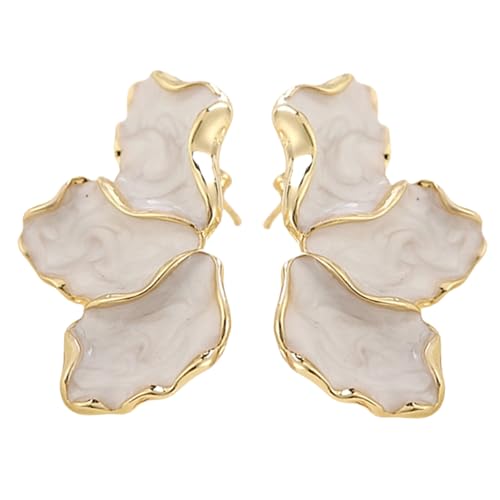 Goiern Große Blume Ohrringe Gold - Metall Floral Ohrstecker, Blütenblatt Übertrieben Aussage Schmuck Für Frauen Und Mädchen(C) von Goiern