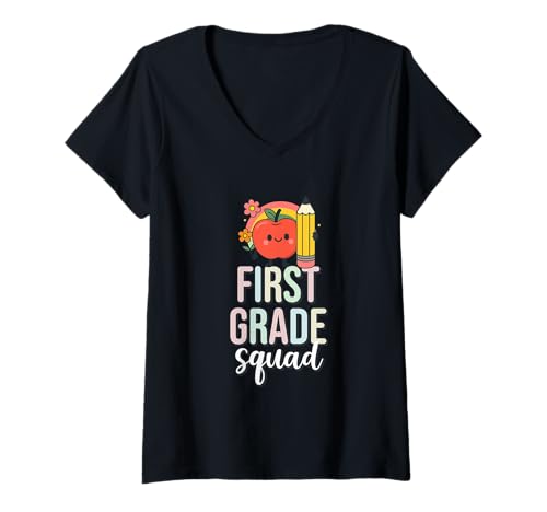 Damen Erstklässler Zurück in die Schule, Eltern, Schüler T-Shirt mit V-Ausschnitt Damen Erstklässler Zurück in die Schule, Eltern, Schüler T-Shirt mit V-Ausschnitt von Going Back To School
