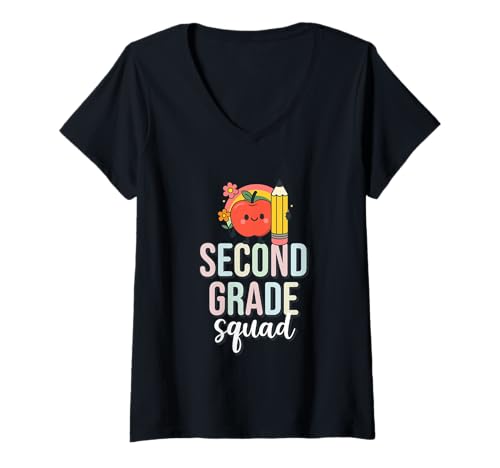Damen Mannschaft der zweiten Klasse Zurück zur Schule, Eltern, Schüler T-Shirt mit V-Ausschnitt Damen Mannschaft der zweiten Klasse Zurück zur Schule, Eltern, Schüler T-Shirt mit V-Ausschnitt von Going Back To School