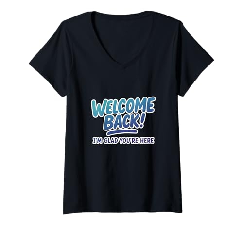 Damen Willkommen zurück Ich freue Mich, DASS du Hier bist Lehrer Student School T-Shirt mit V-Ausschnitt Damen Willkommen zurück Ich freue Mich, DASS du Hier bist Lehrer Student School T-Shirt mit V-Ausschnitt von Going Back To School