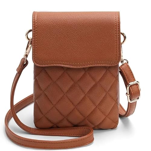 Goinsound Kleine Umhängetasche aus veganem Leder für Damen, Handytasche mit RFID-blockierender Brieftasche, Braun, Small von Goinsound