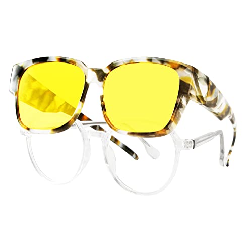 Goiteia Überdimensionale Nachtfahrüberbrillen für Frauen und Männer, effektiver Blendungsschutz vor entgegenkommenden Scheinwerfern, ultraleicht, polarisierter UV 400 Schutz von Goiteia