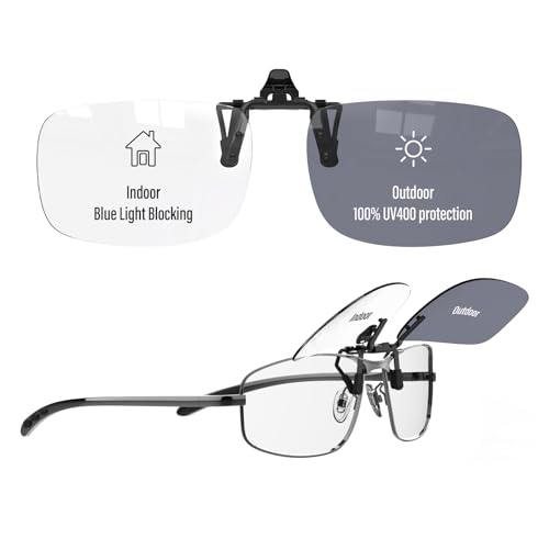 Goiteia Photochrome Clip-On-Sonnenbrille zum Überklipsen von Korrekturbrillen für Herren und Damen – hochklappbare Sonnenbrille zum Aufclipsen – Einfaches Auf- und Absetzen mit einer Hand von Goiteia