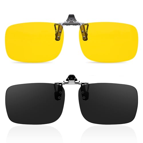 Goiteia 2er-Pack polarisierte hochklappbare Clip-Sonnenbrillen über Korrekturbrillen für Herren und Damen von Goiteia