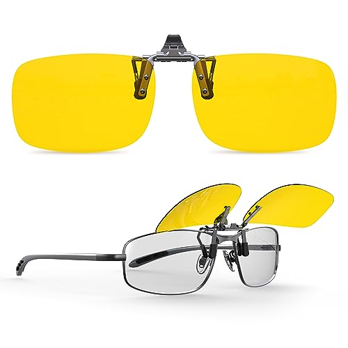 Goiteia Polarisierte Clip-on Nachtfahrbrille, Blendfreie Brille für Männer und Frauen zum Hochklappen, Reduziert effektiv Blendung von entgegenkommenden Scheinwerfern, Hochauflösende Sicht (60*40mm) von Goiteia